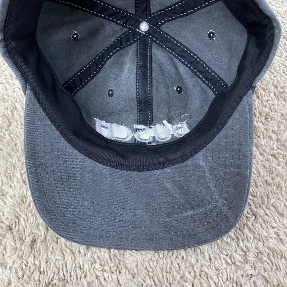 Vtg 1996 Busch Beer‎ Hat Gray Canvas White Stitch Script Adjustable Cap Made USA - Picture 8 of 11